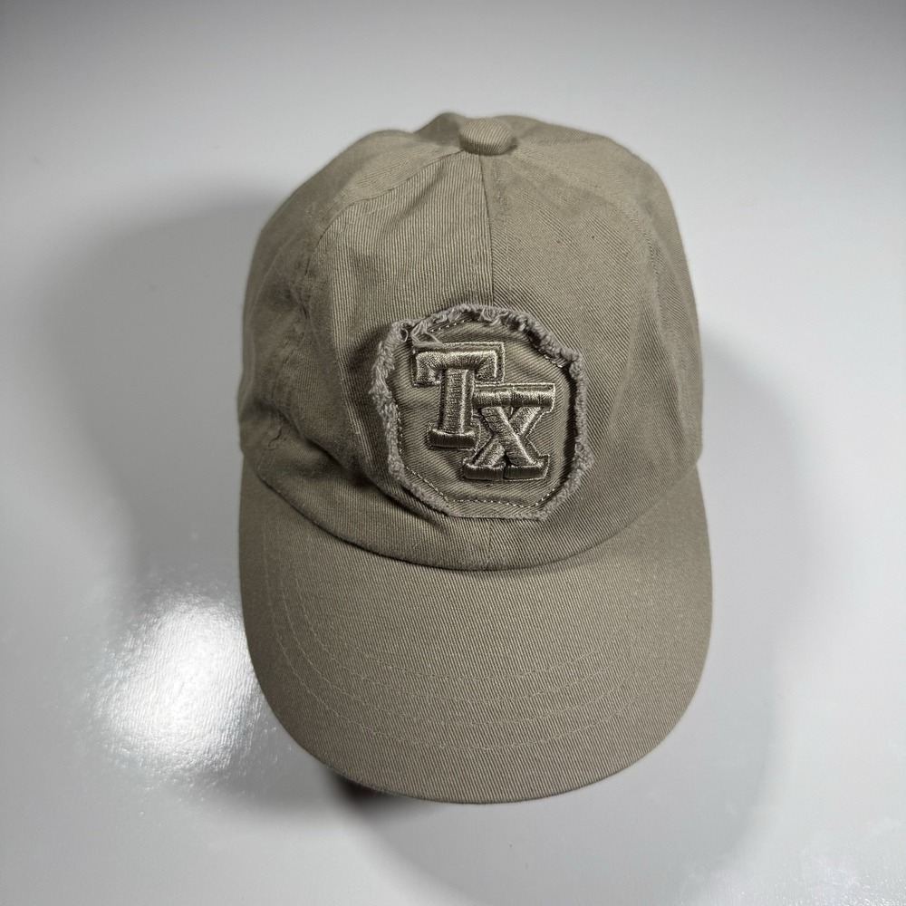 Sports Cap Men Tan Cotton Adjustable Baseball Hat TX Logo Distressed Patch Texas